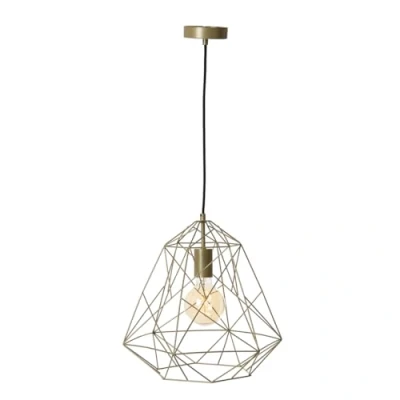 Imagen de QAZQA Moderno Lámpara colgante industrial dorada FRAMEWORK Basic Acero Redonda Adecuado para LED Max. 1 x 40 Watt
