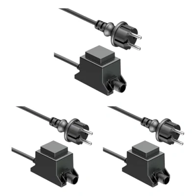 Imagen de ledscom.de 3 piezas 10W LED transformador fuente de alimentación/transformador para sistema enchufe NEMO, enchufe, 12V AC, negro, IP65