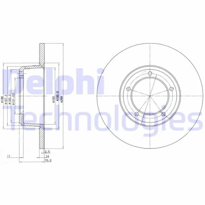 Imagen de DELPHI BG2297 Disco de freno 298 14 5 macizo aceitado sin procesar cojinete rueda, anillo sensor ABS LAND ROVER: Discovery 1, Defender SUV