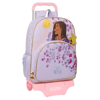 Imagen de Safta WISH Mochila Escolar Grande con Carro, Niño, Infantil, Adaptable a Ideal para Niños en Edad Escolar, Cómoda y Versátil, Calidad Resistencia, 33x15x42 cm, Color Lila