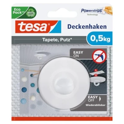 Imagen de tesa Gancho de techo para papel pintado y yeso 0,5 kg