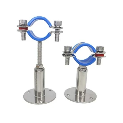 Imagen de Juego de 2 soportes pared acero inoxidable, soporte techo, tubo, tubo ajustable, abrazaderas para tubos diámetro exterior 32 mm a 34 …