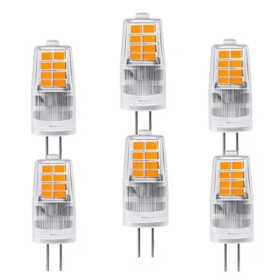 Imagen de OUGEER 6 bombillas LED G4 de bajo consumo, 3 W, 20 SMD 2835, blanco cálido 3000 K, 300 lm, CA 220 240 V, halógenas repuesto 30 no regulable