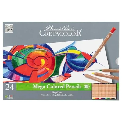 Imagen de CRETACOLOR Megacolor lápices de color, artista, color gruesos, 24 6,4 mm diámetro, diseño hexagonal, para pintar y dibujar
