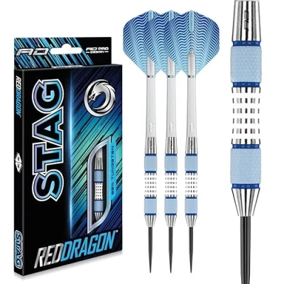 Imagen de RED DRAGON Stag 26g Dardos de Tungsteno Punta Acero con Plumas y Eje