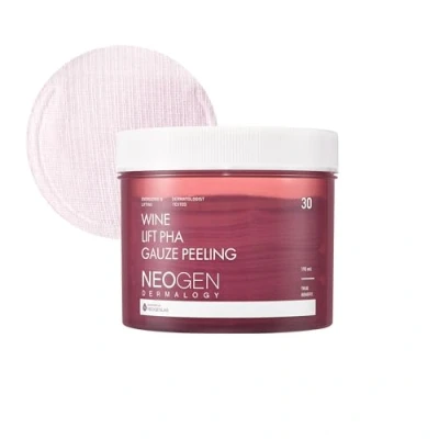 Imagen de DERMALOGY by NEOGENLAB Wine Lift PHA Gauze Peeling Pads (30 pads) Exfoliating &amp; Revitalizing Firming Pad with AHA, BHA, PHA, LHA Peptide Collagen Korean Skin Care