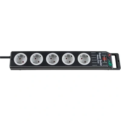 Imagen de Brennenstuhl Regleta Enchufes con 5 Tomas de Corriente y Carcasa Estable Policarbonato (Cable 2.5 m, Protección Infantil, para Interiores), Negro/Gris,