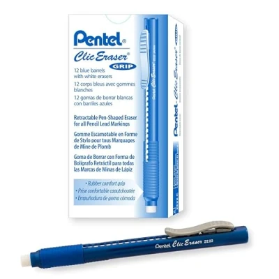 Imagen de pentel Goma de borrar (12 unidades, agarre caucho), color azul