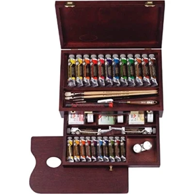 Imagen de Royal Talens Rembrandt Pintura al óleo Caja de madera profesional 24 tubos + accesorios