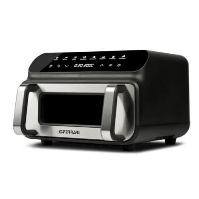 Imagen de G3 Ferrari G10181 Friggisano BBQ Freidora de aire, Horno Barbocoa Smokeless, 200 W, Doble resistencia, 10 Litros XXL, Accesorios incluidos, Temporizador 60 min,
