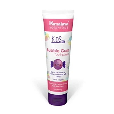 Imagen de Himalaya Botanique Kids Toothpaste Bubble Gum Flavor Reduces Plaque and Makes Teeth Stronger Increases Grip Fluoride free, vegan &amp; gluten free 80g