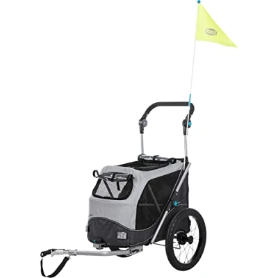 Imagen de TRIXIE Remolque para Perro Bicicleta 46 x 50 67 cm hasta 22 kg Reflectante con práctica función de Plegado rápido cojín Integrado y Correa 12796
