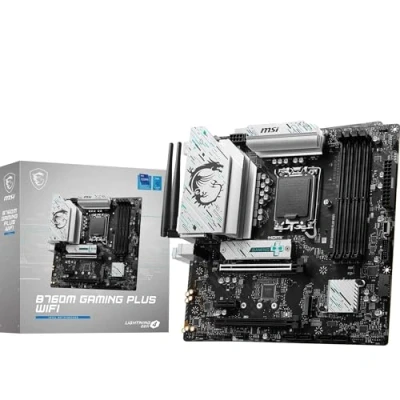 Imagen de MSI Placa Base B760M Gaming Plus WiFi, mATX Compatible con procesadores Intel Core de 14ª, 13ª y 12ª generación, LGA 1700 DDR5 6800+MHz/OC, 1 x PCIe 4.0 x16, 2 M.2 Gen4, 2.5G LAN, Wi Fi 6E