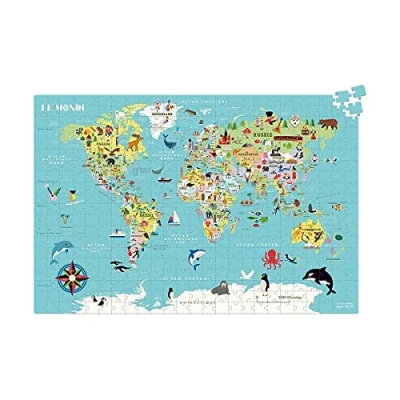 Imagen de VILAC 500 pcs Map of The World Puzzles de Madera, Multicolor (7619)