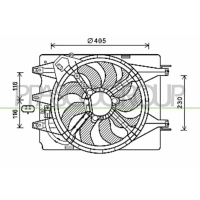 Imagen de PRASCO FT040F003 Ventilador de radiador 405 12 300 con bastidor (armazón)