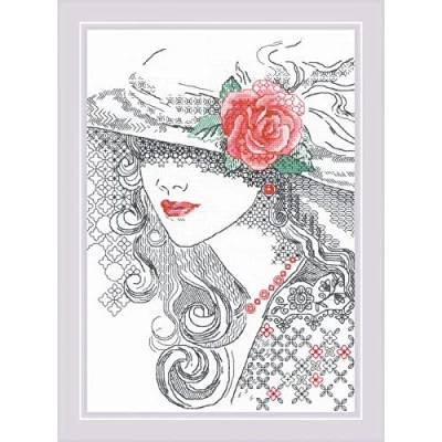 Imagen de Riolis Blackwork Kit de Punto Cruz, Multicolor, 21 x 30 cm