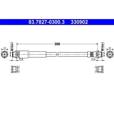 Imagen de ATE 83.7827 0300.3 Latiguillos de Freno 300 FORD: Fiesta 5, Mk5 Berlina