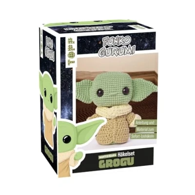 Imagen de Funkogurumi Grogu. El kit de ganchillo no oficial: instrucciones, hilo en 3 colores (63% algodón, 37% poliacrílico), algodón relleno, aguja 2,5 mm, ojos seguridad, marcador