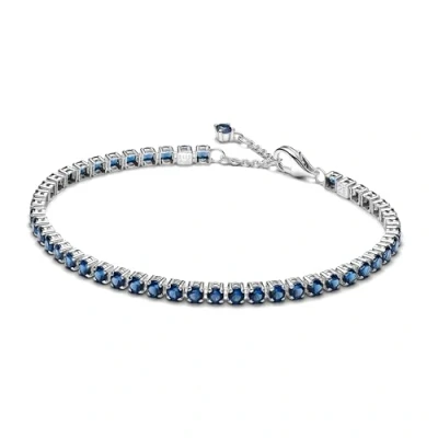 Imagen de PANDORA Pulsera de tenis para mujer Plata azul brillante 591469C02, 20cm, ley, Crystal