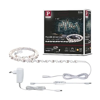 Imagen de Paulmann 78961 Strip LED FlexLED 3D, juego básico 1,5 m incl. 1x5 W, regulable, tira de luz, blanco, cinta plástico, 3000 K
