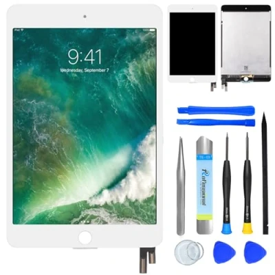 Imagen de NB+ Pantalla táctil LCD iPad Mini 4 Reemplazo para Apple 2015 7.9 pulgadas 4ª generación unidad de visualización digitalizador panel frontal vidrio con herramientas (blanco)