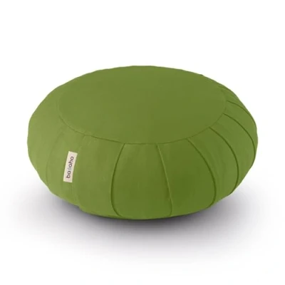 Imagen de basaho Classic Zafu Cojín de Meditación Algodón Orgánico Cáscara Trigo Sarraceno Funda Extraíble Lavable (Hoja)