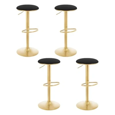 Imagen de WOLTU 4X Taburete de Bar Sillas Regulables en Altura 61 a 82 cm, Asiento Acolchado Terciopelo, Giratorias Muebles Cocina Silla Comedor Negro BH302sz 4