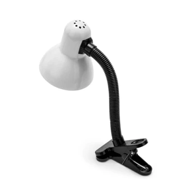 Imagen de Velamp Charleston Lámpara Clip, Base de Bombilla E27, Compatible con LED, Brazo Flexible, Cable e Interruptor, para habitación bebé, Escritorio, Estudio, 6 W, Blanco