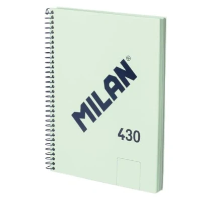 Imagen de MILAN® Cuaderno A5 con espiral y tapa dura, 80 hojas blancas de 95 gr/m², colección 430 since 1918, verde