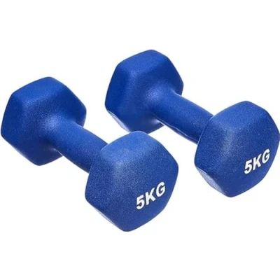 Imagen de Amazon Basics Par de mancuernas neopreno, 10 kg (5 x 2 Unidad), Azul
