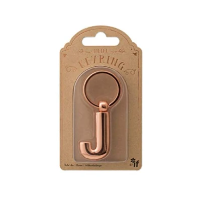 Imagen de if Llavero de metal con letra alfabeto personalizada color oro rosa J