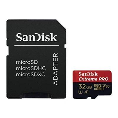 Imagen de Tarjeta Micro SDHC SanDisk Extreme PRO, 32 GB, 100 MB/s, UHS I, U3, V30, A1, Clase 10, 4k UHD, Multicolor