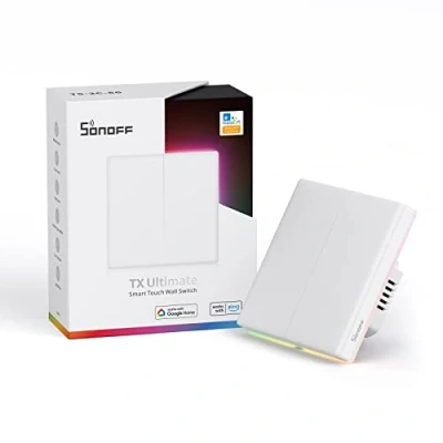 Imagen de SONOFF T5 Interruptor de Pared Inteligente, Luz Táctil WiFi, Fuego Cero，el Panel es Extraíble y Reemplazable, Modo Iluminación Ambiental, Efectos (T5 2C 86)