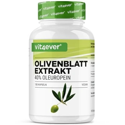 Imagen de Extracto de hoja olivo 180 cápsulas con 650 mg cada una 40% oleuropeína = 260 Altamente dosificado Vegano