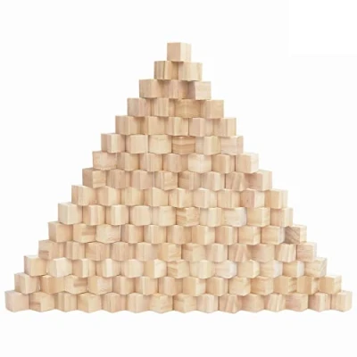 Imagen de Kurtzy Bloques de Madera Cuadrados Pequeños (Pack 120) 2 x cm Cubo Pino Natural sin Acabado Bloque Educativo Manualidades para Bricolaje, Rompecabezas, Números