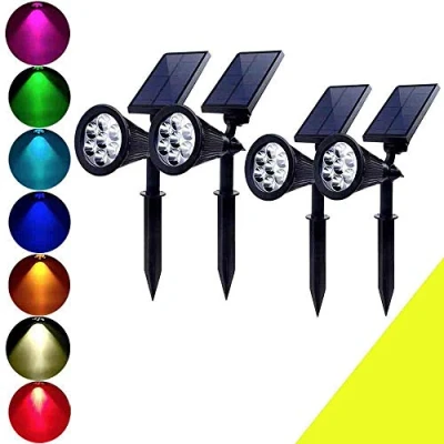 Imagen de Foco Solar Impermeable Luces Solares Exterior de 7 Color Cambio, LED Luz Jardín, Seguridad y Proyecto para Paisaje Entrada Patio Muro Camino Calzada, 4 Piezas
