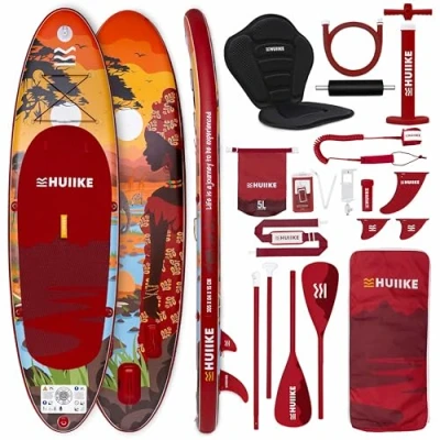 Imagen de HUIIKE Tabla Paddle Surf Hinchable con Accesorios Incluidos, Remo, Quillas, Inflador. Stand Up Board Gran Estabilidad y Resistencia. 305 x 84 15 cm, Soporta hasta 130 kg