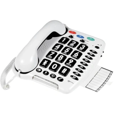 Imagen de Geemarc CL100 Teléfono Alámbrico con Botones Grandes, Volumen de Recepción Amplificado, Timbre Potente y Memoria para Personas Mayores Pérdida Auditiva Baja o Moderada Versión ES