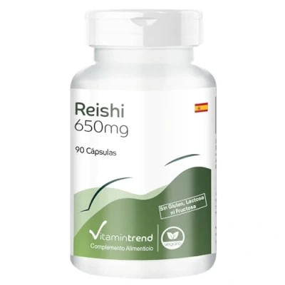 Imagen de reishi 650mg con 1950mg de polvo por dosis diaria hongo vital 90 cápsulas alta vegano suplementos biodisponibles Alemania Vitamintrend