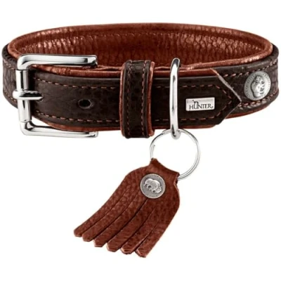 Imagen de HUNTER Cody Collar de Piel para Perro, Estilo rústico, Suave, Talla 45 (S), Color marrón Oscuro y