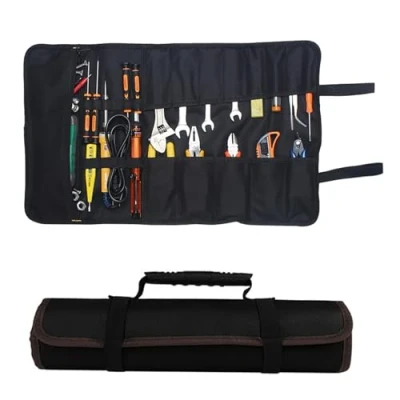 Imagen de Kit de herramientas 22 bolsas, alforjas portaherramientas, organizador portátil con herramienta, rodillo almacenamiento Toolkit plegable y enrollable en Oxford 600D (sin herramientas) para
