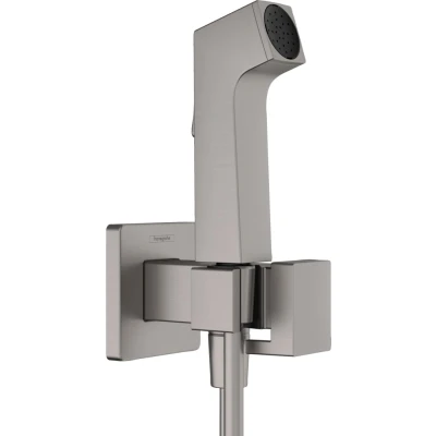 Imagen de hansgrohe 29233340 Teleducha de bidé, Cromo Negro Cepillado, eckig