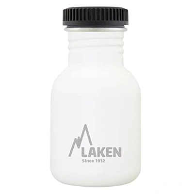 Imagen de LAKEN Botella de Agua Acero Inoxidable (0,35L Blanco) con Tapón Basic Para Niños y Adultos/Para Gimnasio Deportes Reutilizable Reciclable