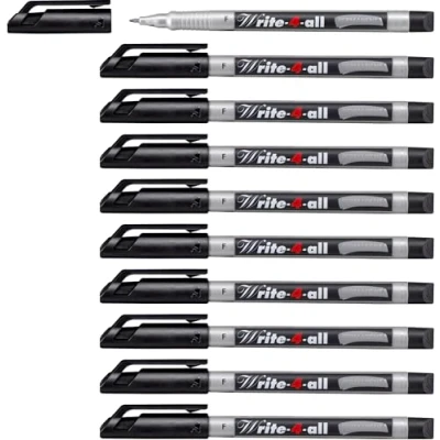 Imagen de Marcador prermanente STABILO Write 4 all color negro Caja con 10 unidades Punta fina