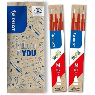 Imagen de PILOT Frixion Juego de 2 Recambios tinta borrable roja Compatible con Ball y Clicker Grosor medio gel