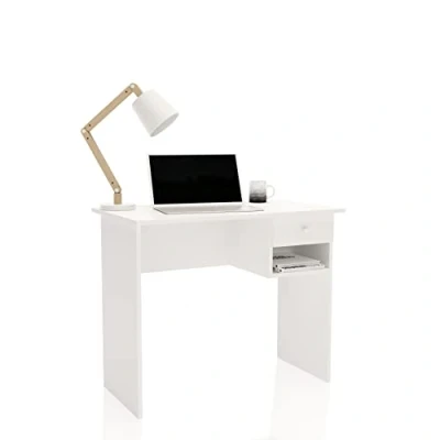 Imagen de HOGAR24 ES Mesa Escritorio de Estudio Contiene Cajón y Hueco Color Blanco Medidas: 90 x 74 50 cm