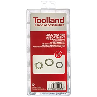Imagen de Toolland Rango de anillos cierre, 720 piezas, diferentes tamaños, color níquel