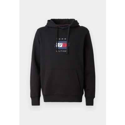 Imagen de Tommy Hilfiger Linear FLAG Graphic Hoodie Unisex Sudadera, Talla: 3XL, Black