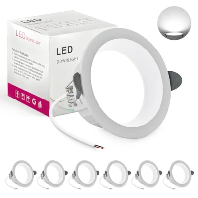 Imagen de BRIMETI Downlight LED Techo Empotrable, 6x 7W Foco Redondo 6000K Luz Blanco Frío IP44, Recorte 70mm, AC 220 240V, de Ultraplano para Dormitorio, Baño, Cocina (Blanco)