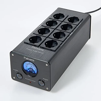 Imagen de Pailvens Regleta de Tomas Filtro Red HiFi, 8 interferencias con indicador Lectura, protección contra sobretensiones, Carga hasta 15 A, Negro